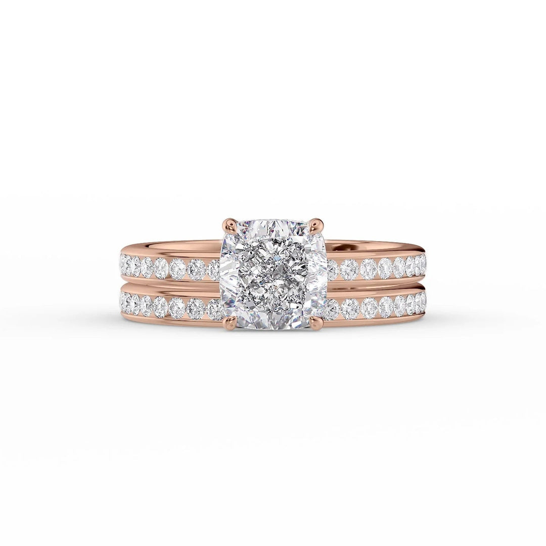 The Murphy Set With Cushion Side Stone Moissanite#material_14k-rose