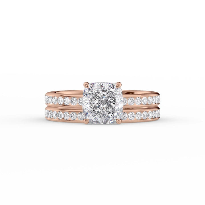 The Murphy Set With Cushion Side Stone Moissanite#material_14k-rose