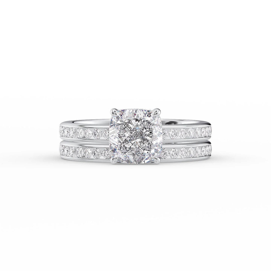 The Murphy Set With Cushion Side Stone Moissanite#material_14k-white