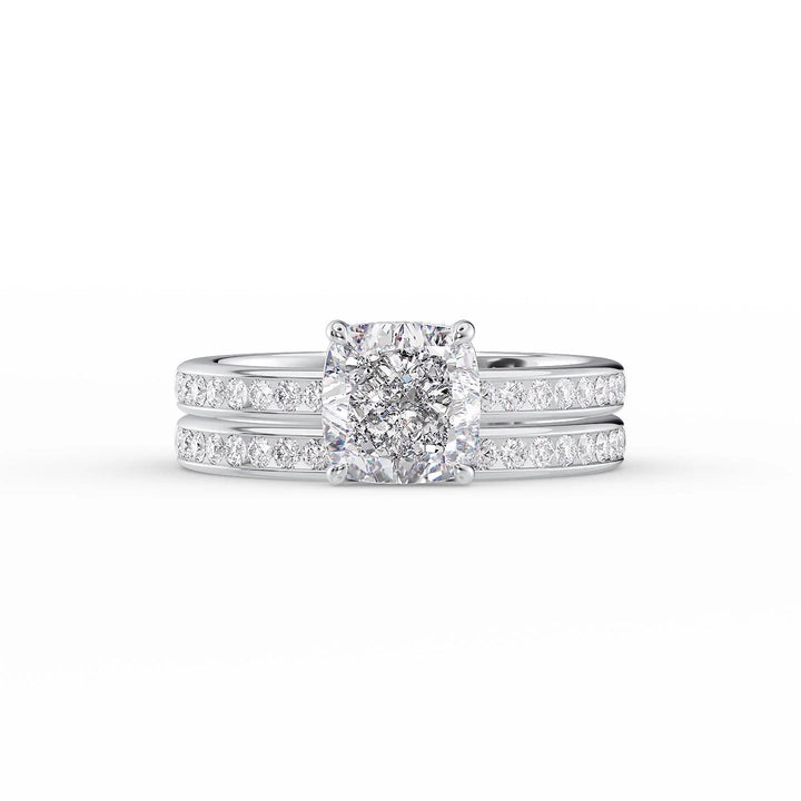 The Murphy Set With Cushion Side Stone Moissanite#material_14k-white