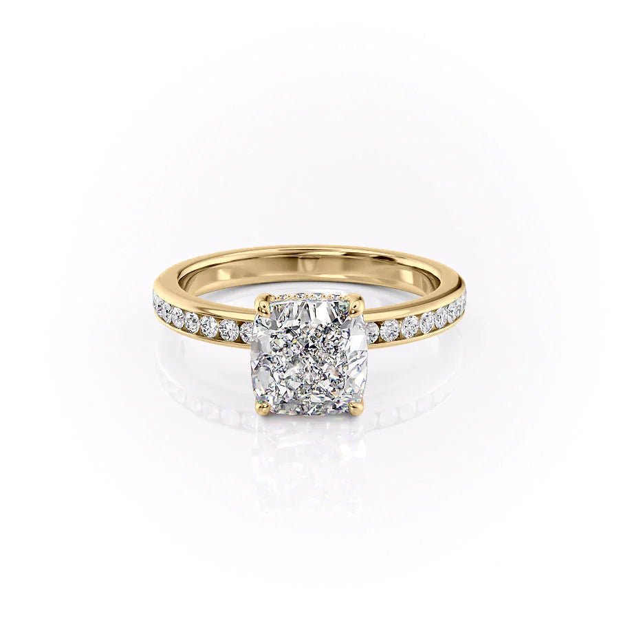 The Murphy Set With Cushion Side Stone Moissanite#material_18k-gold