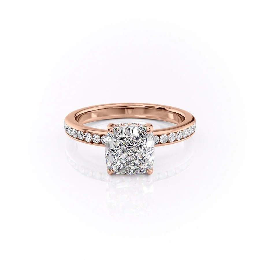 The Murphy Set With Cushion Side Stone Lab Diamond 1 Carat 18K Rose#material_18k-rose