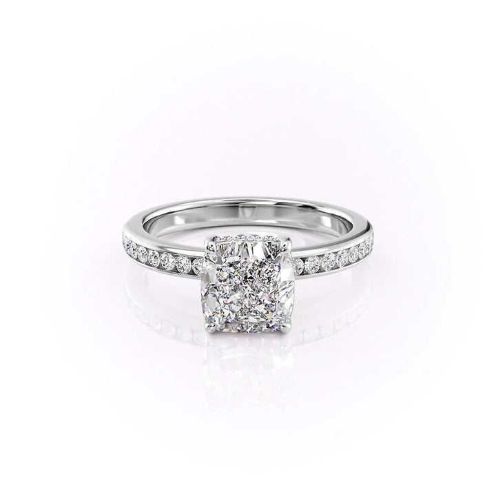 The Murphy Set With Cushion Side Stone Lab Diamond 1 Carat 18K White#material_18k-white