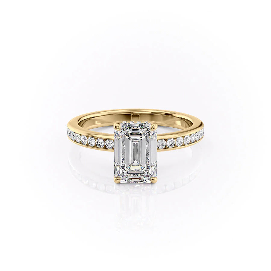 The Murphy Set With Emerald Side Stone Moissanite#material_14k-gold