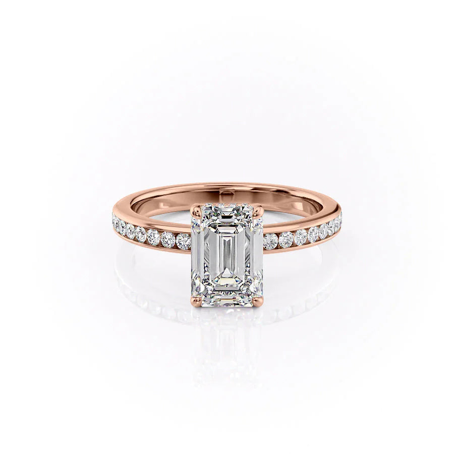 The Murphy Set With Emerald Side Stone Moissanite#material_14k-rose