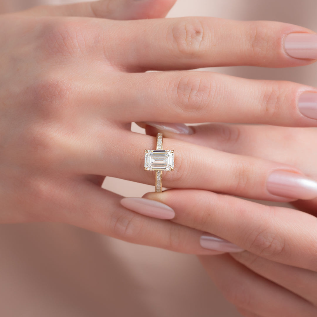 The Murphy Emerald Lab Diamond Moissanite Engagement Ring