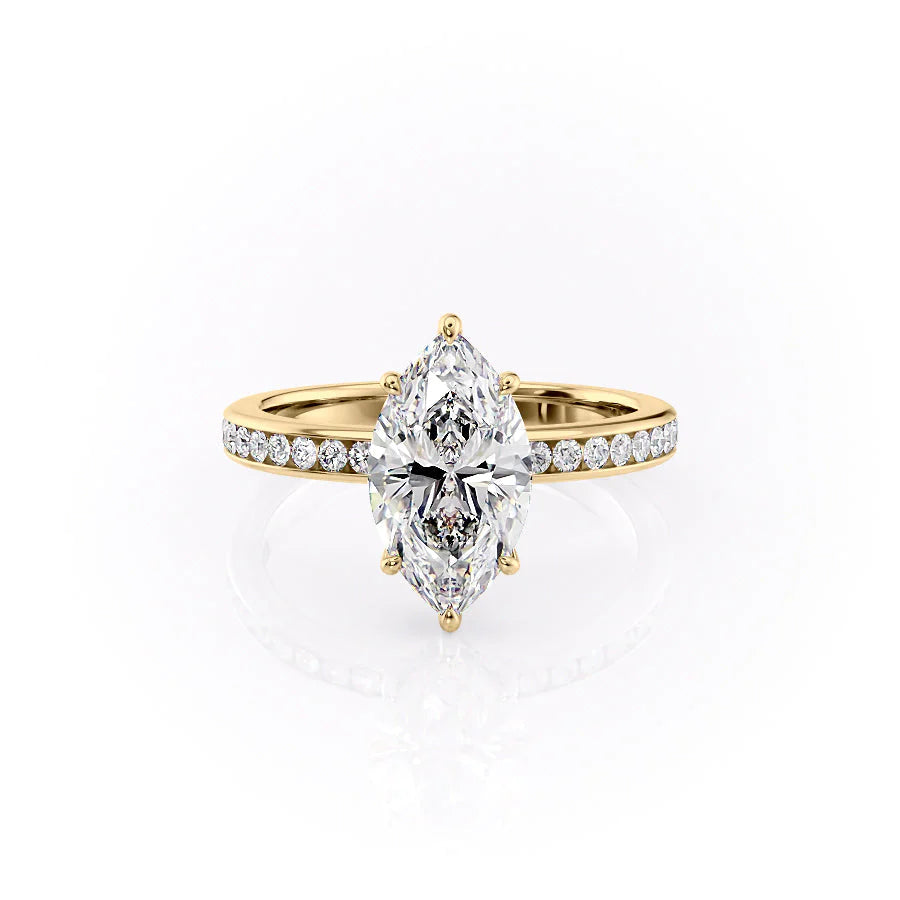 The Murphy Set With Marquise Side Stone Lab Diamond 1 Carat 14K Gold#material_14k-gold