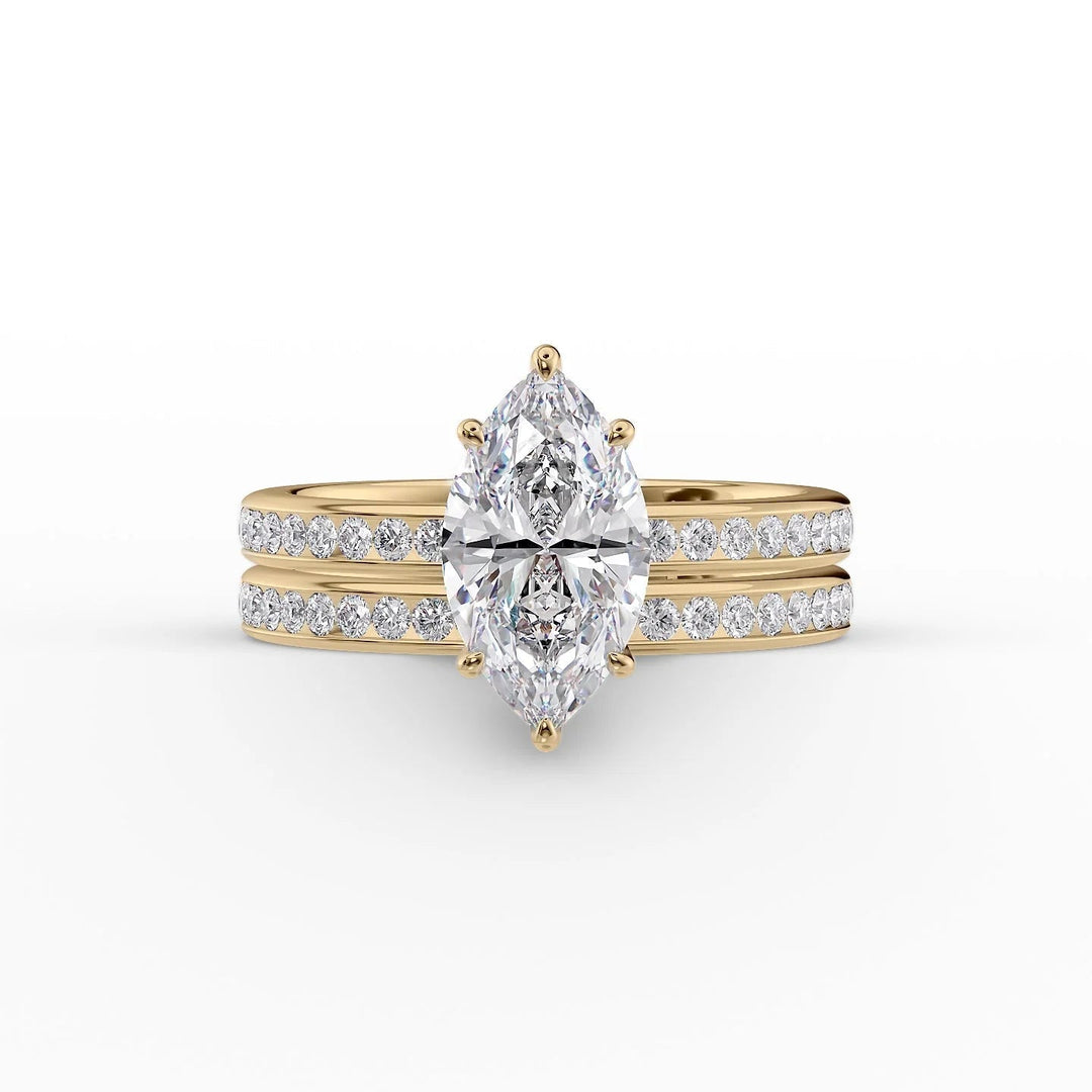 The Murphy Set With Marquise Side Stone Lab Diamond 2 Carat 14K Gold#material_14k-gold