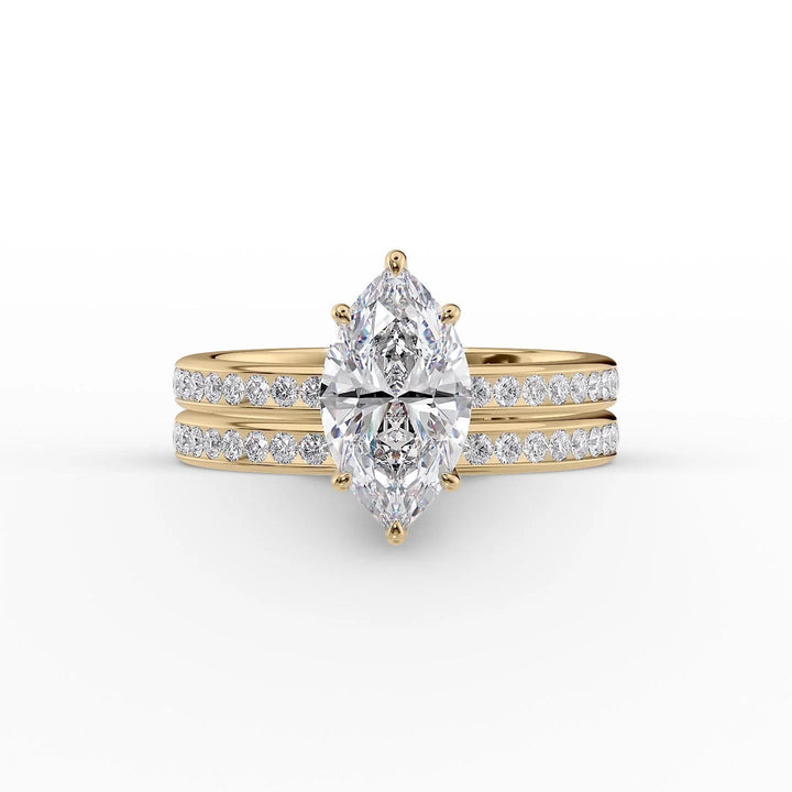 The Murphy Set With Marquise Side Stone Lab Diamond 2 Carat 14K Gold#material_14k-gold