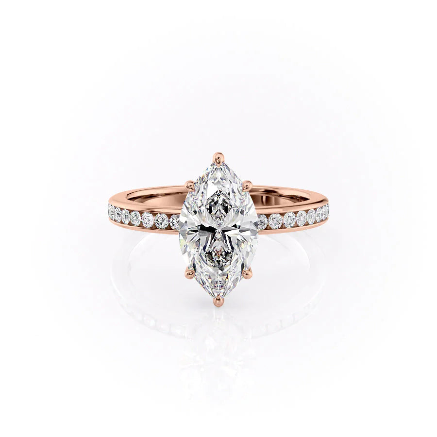 The Murphy Set With Marquise Side Stone Moissanite#material_14k-rose