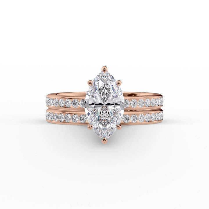 The Murphy Set With Marquise Side Stone Lab Diamond 2 Carat 14K Rose#material_14k-rose