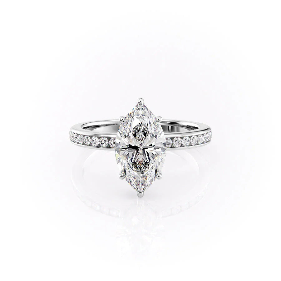 The Murphy Set With Marquise Side Stone Lab Diamond 1 Carat 14K White#material_14k-white