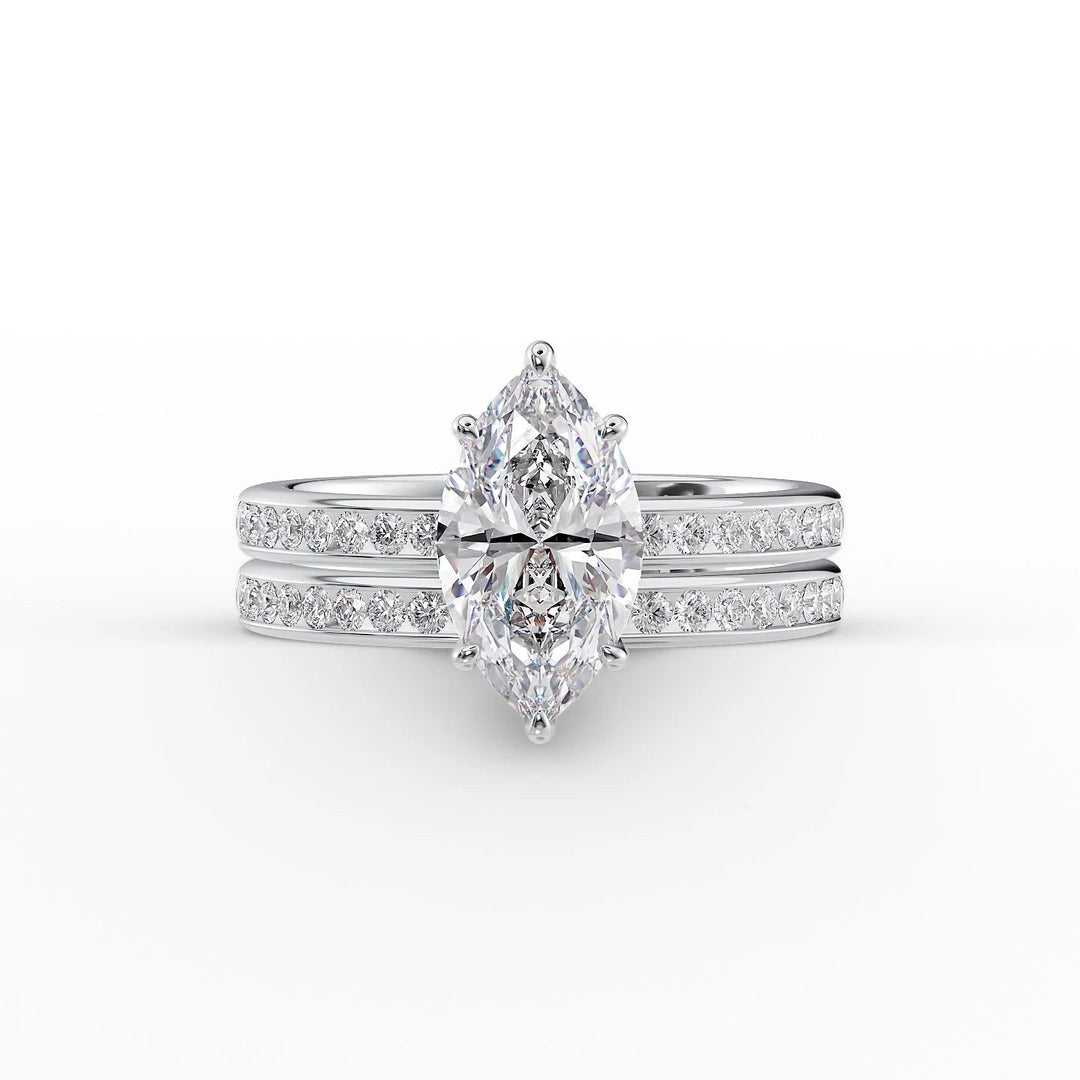 The Murphy Set With Marquise Side Stone Lab Diamond 2 Carat 14K White#material_14k-white