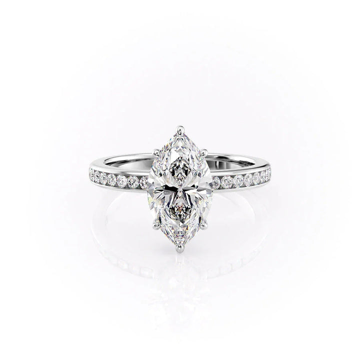 The Murphy Set With Marquise Side Stone Lab Diamond 1 Carat 18K White#material_18k-white