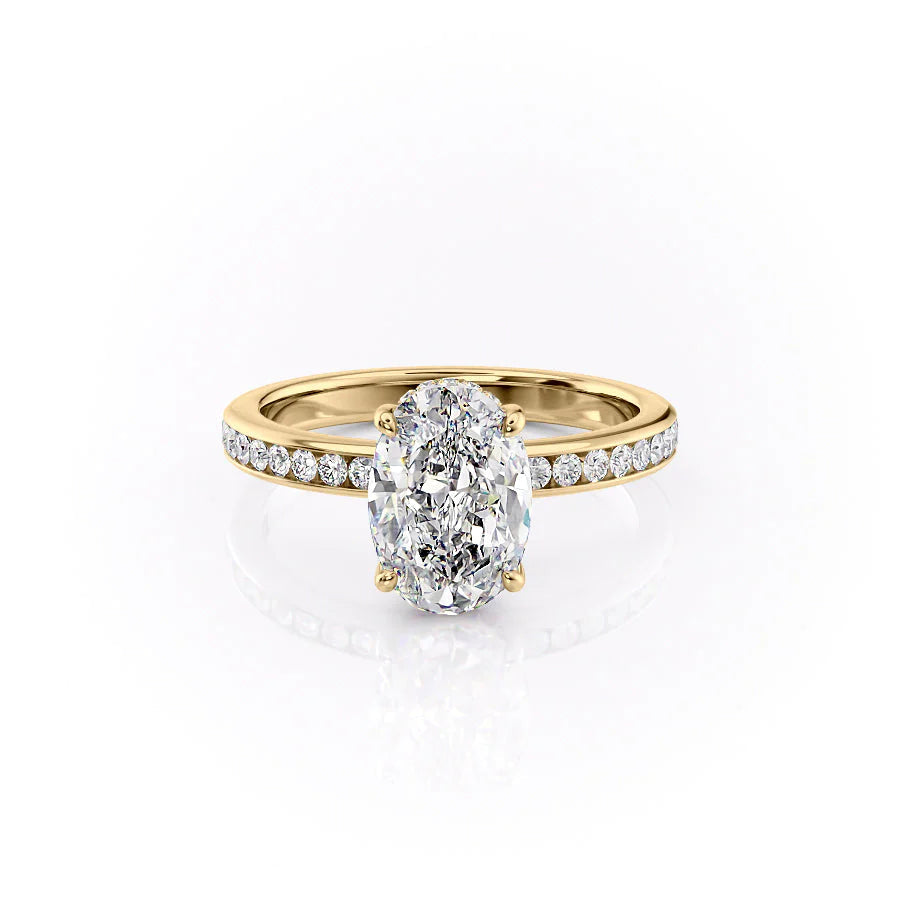 The Murphy Set With Oval Side Stone Moissanite#material_14k-gold