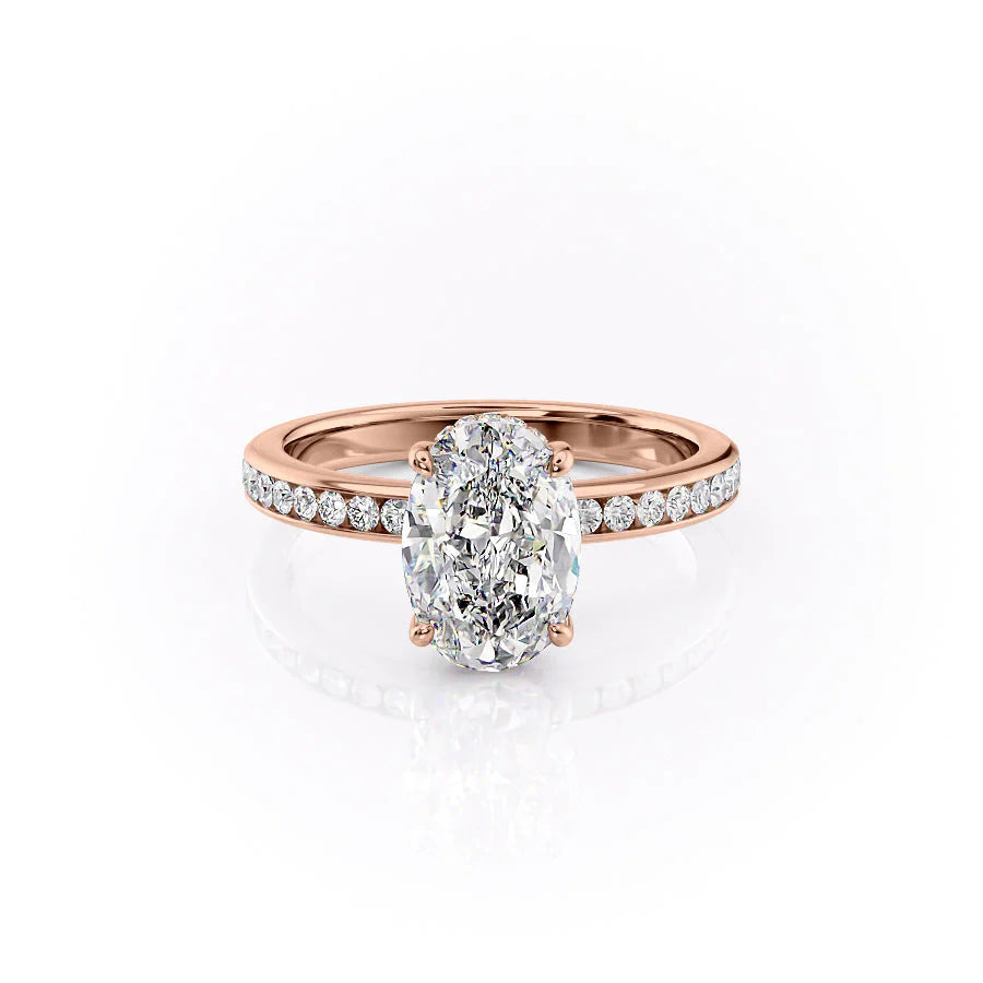 The Murphy Set With Oval Side Stone Lab Diamond 1 Carat 14K Rose#material_14k-rose