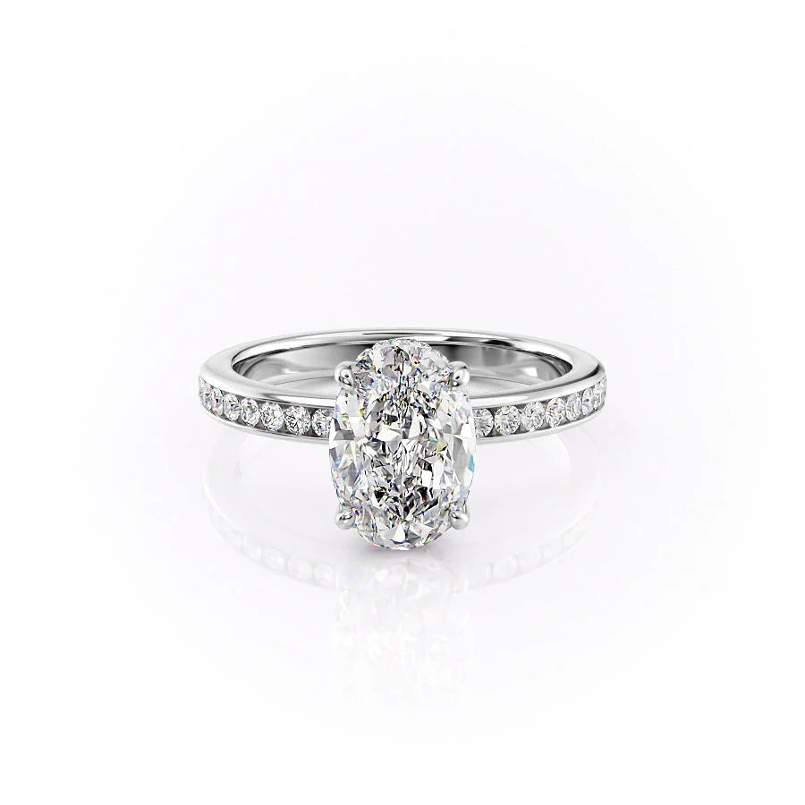 The Murphy Set With Oval Side Stone Lab Diamond 1 Carat 14K White#material_14k-white