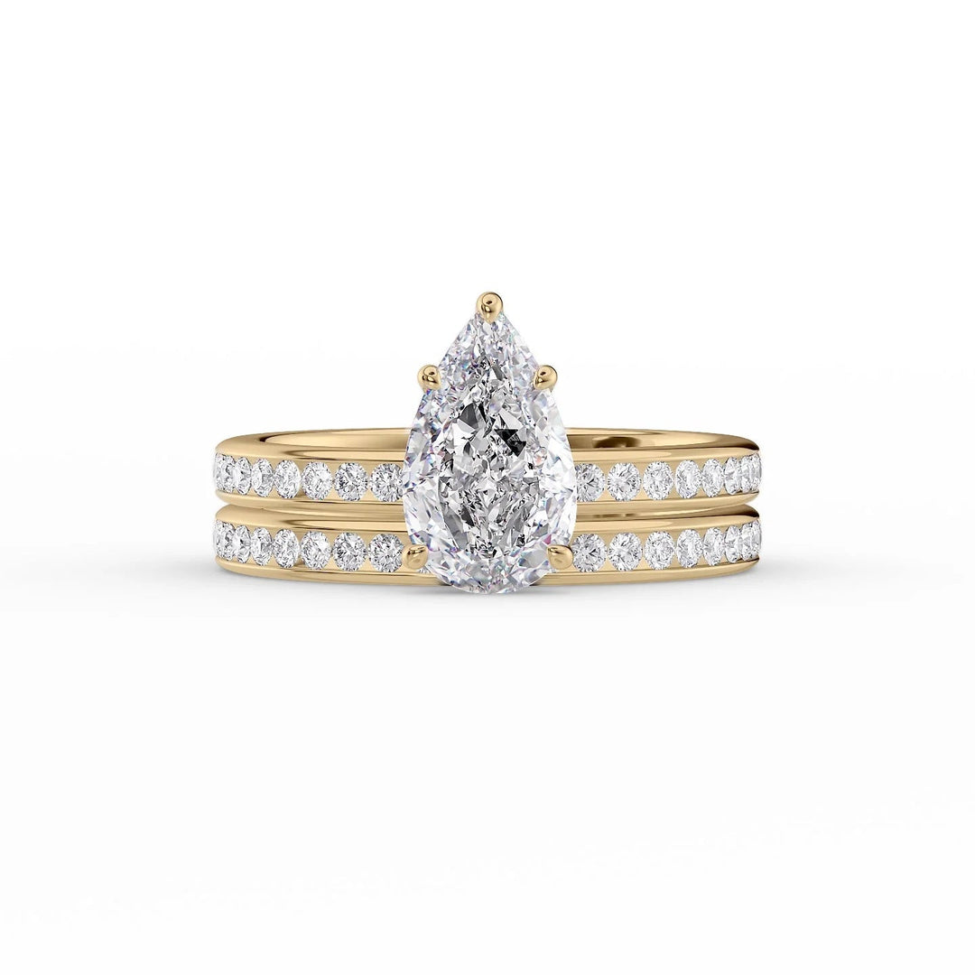 The Murphy Set With Pear Side Stone Lab Diamond 2 Carat 14K Gold#material_14k-gold