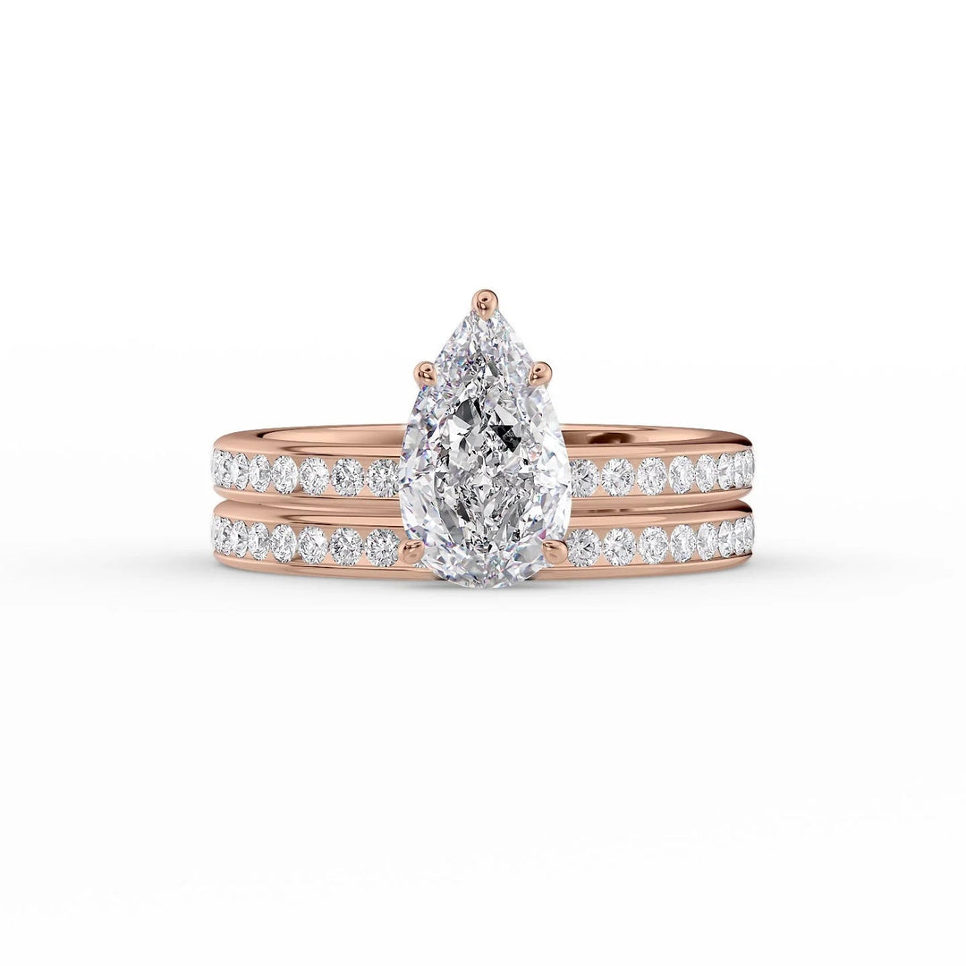 The Murphy Set With Pear Side Stone Lab Diamond 2 Carat 14K Rose#material_14k-rose