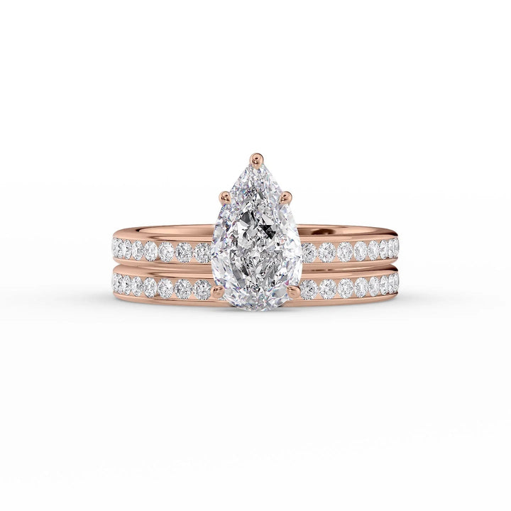 The Murphy Set With Pear Side Stone Lab Diamond 2 Carat 14K Rose#material_14k-rose