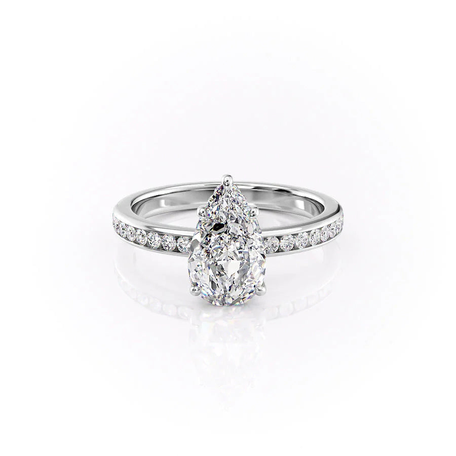 The Murphy Set With Pear Side Stone Lab Diamond 1 Carat 14K White#material_14k-white