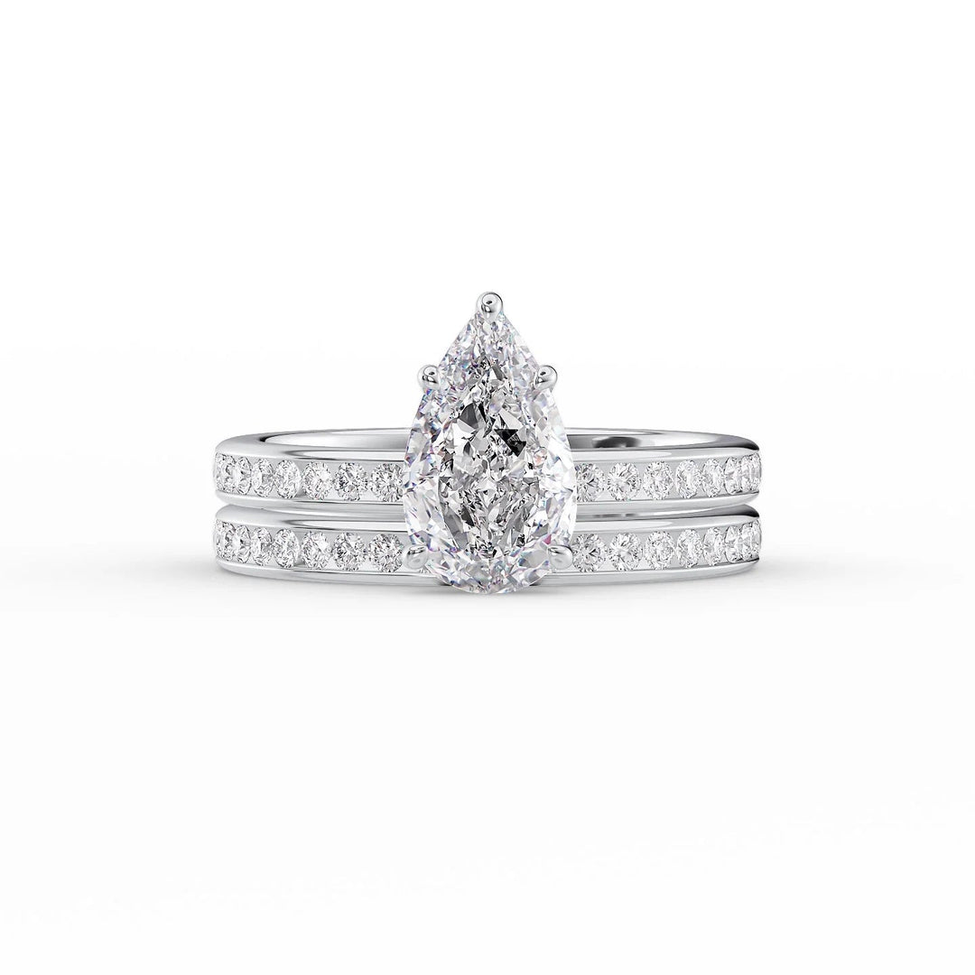 The Murphy Set With Pear Side Stone Lab Diamond 2 Carat 14K White#material_14k-white