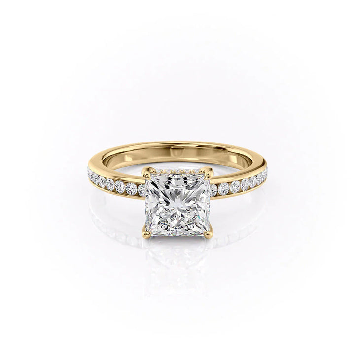 The Murphy Set With Princess Side Stone Moissanite#material_14k-gold