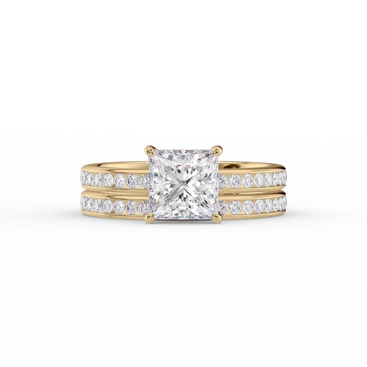 The Murphy Set With Princess Side Stone Moissanite#material_14k-gold