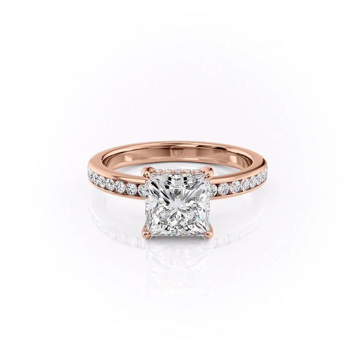 The Murphy Set With Princess Side Stone Lab Diamond 1 Carat 14K Rose#material_14k-rose