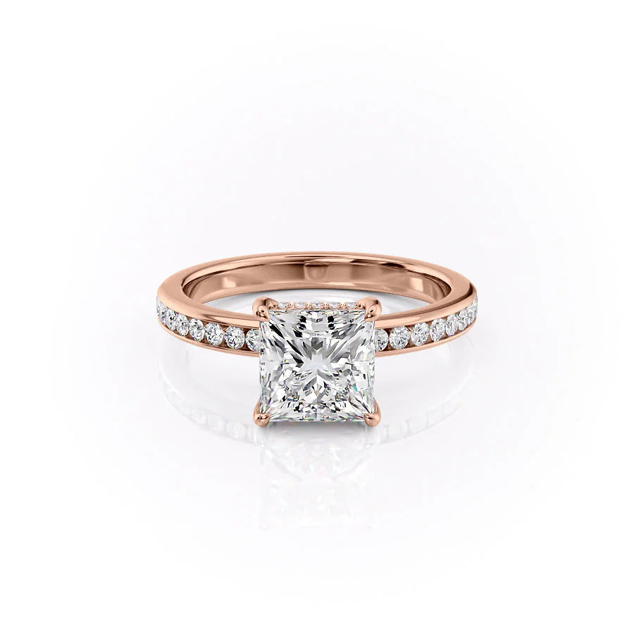 The Murphy Set With Princess Side Stone Moissanite#material_14k-rose