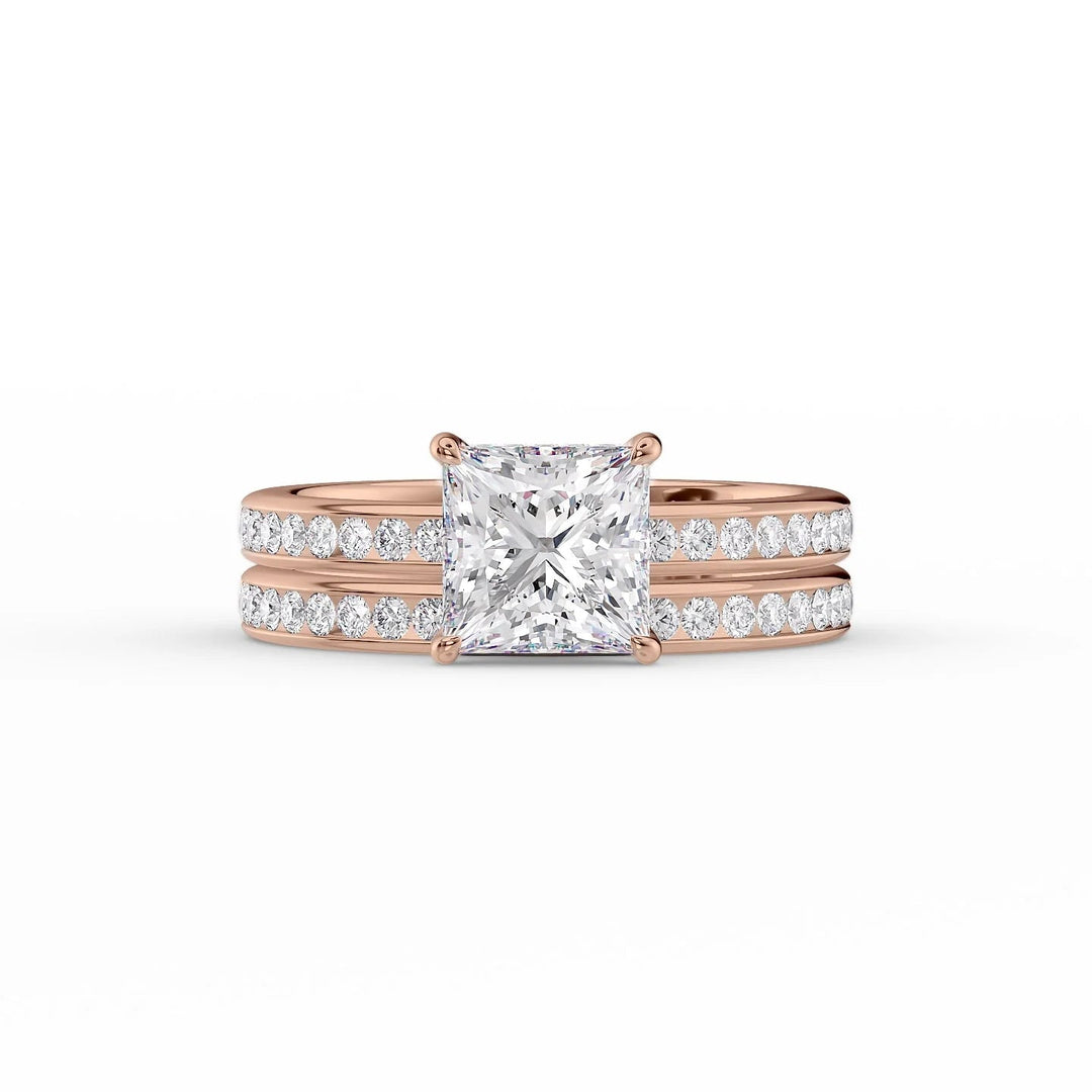 The Murphy Set With Princess Side Stone Lab Diamond 2 Carat 14K Rose#material_14k-rose