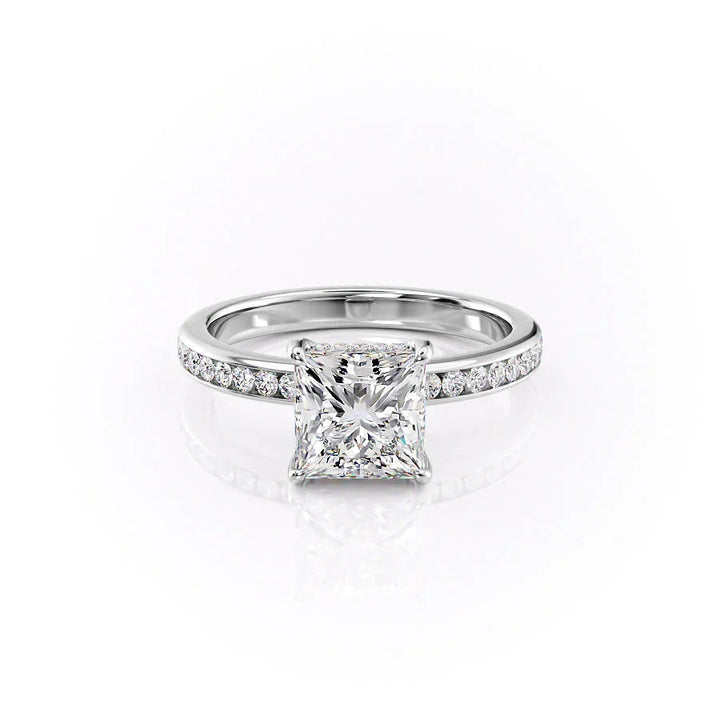 The Murphy Set With Princess Side Stone Lab Diamond 1 Carat 14K White#material_14k-white