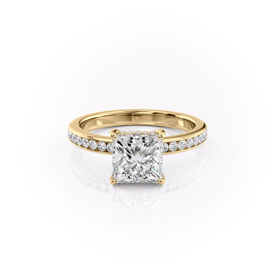 The Murphy Set With Princess Side Stone Lab Diamond 1 Carat 18K Gold#material_18k-gold