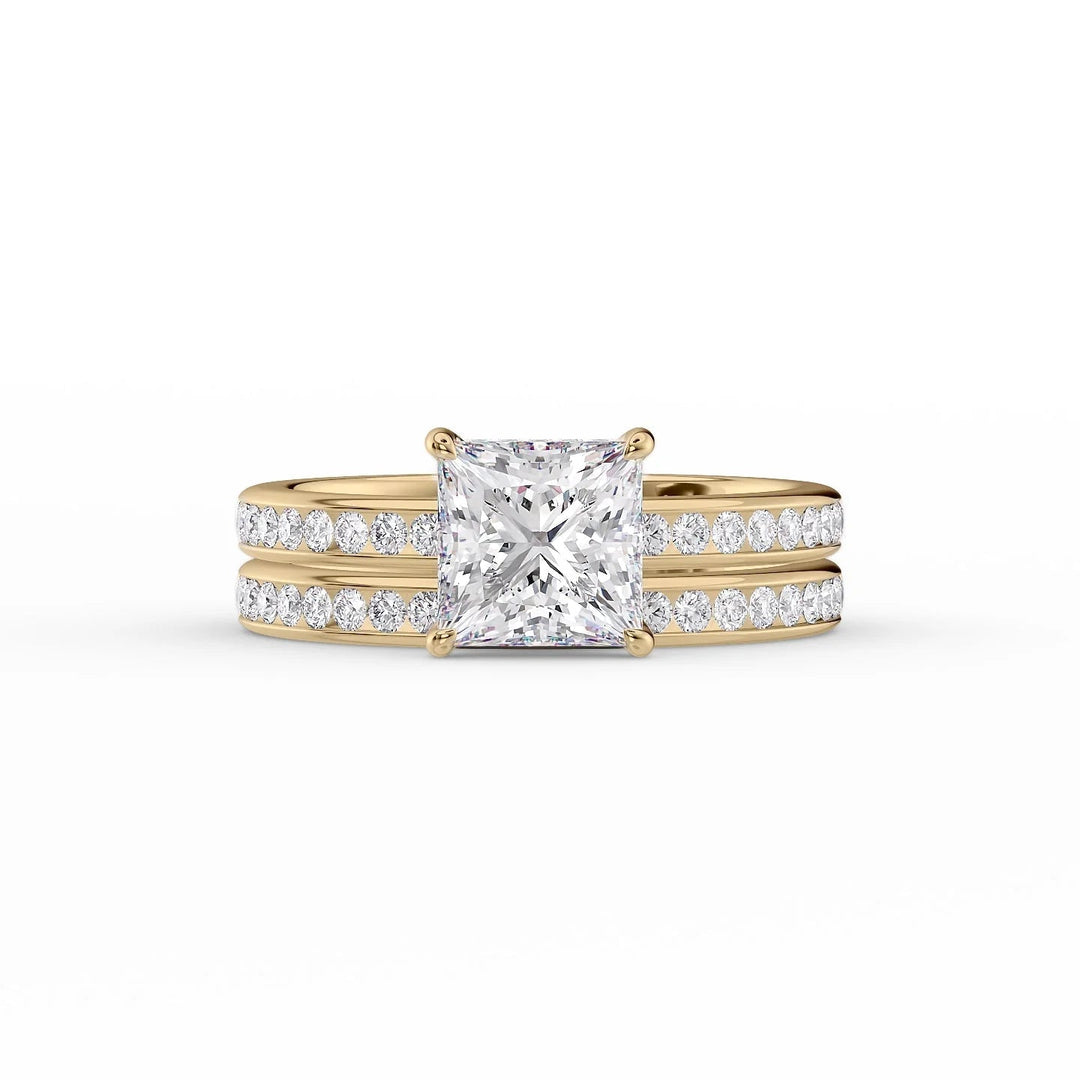 The Murphy Set With Princess Side Stone Lab Diamond 2 Carat 18K Gold#material_18k-gold