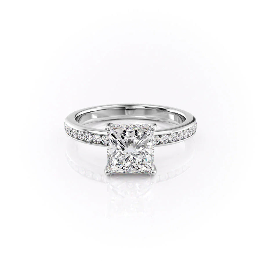 The Murphy Set With Princess Side Stone Moissanite#material_18k-white