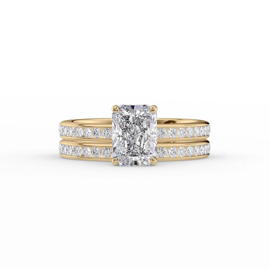 The Murphy Set With Radiant Side Stone Lab Diamond 2 Carat 14K Gold#material_14k-gold