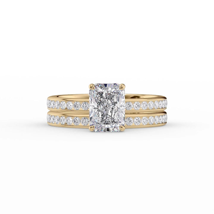 The Murphy Set With Radiant Side Stone Moissanite#material_14k-gold