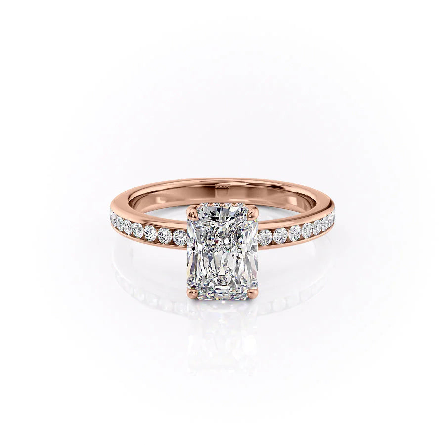 The Murphy Set With Radiant Side Stone Moissanite#material_14k-rose