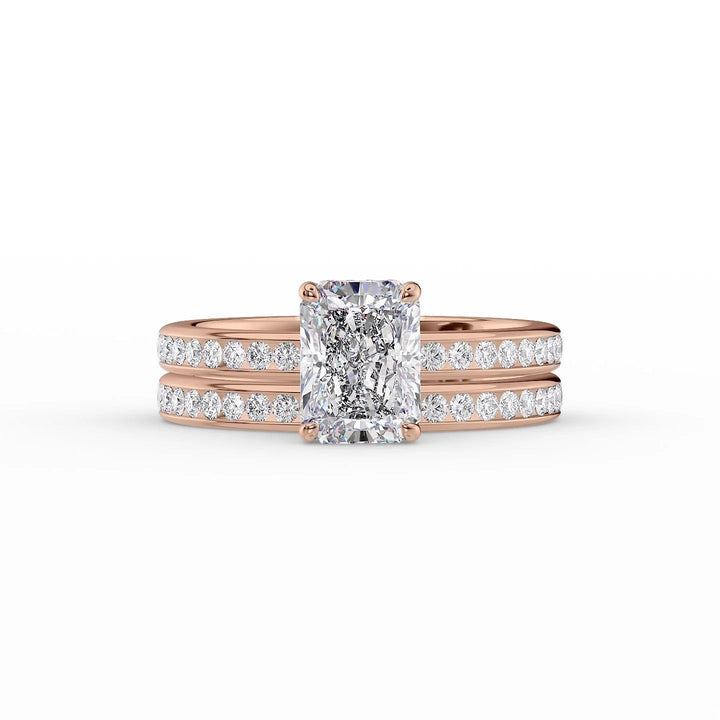 The Murphy Set With Radiant Side Stone Lab Diamond 2 Carat 14K Rose#material_14k-rose