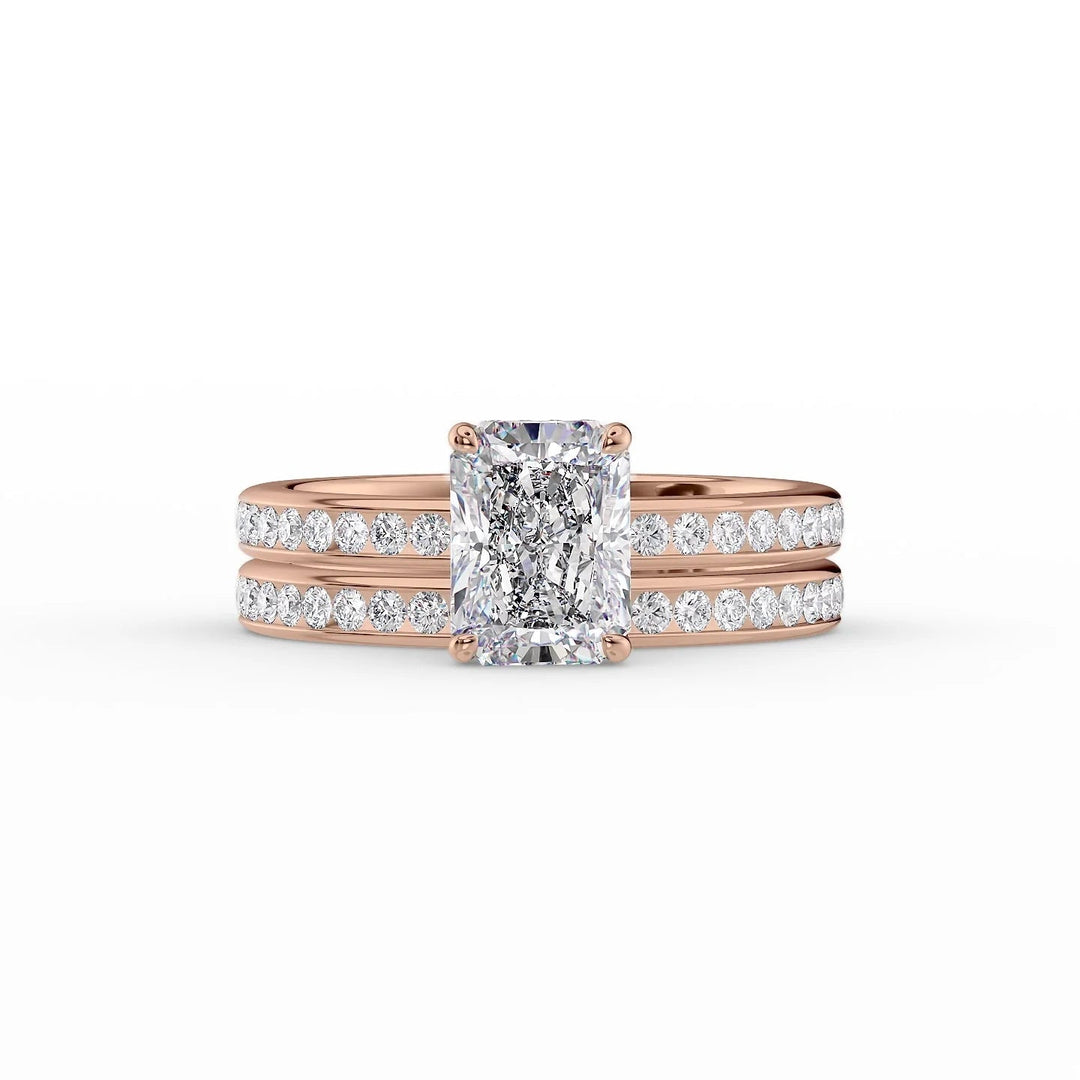 The Murphy Set With Radiant Side Stone Moissanite#material_14k-rose