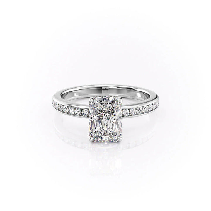 The Murphy Set With Radiant Side Stone Lab Diamond 1 Carat 14K White#material_14k-white