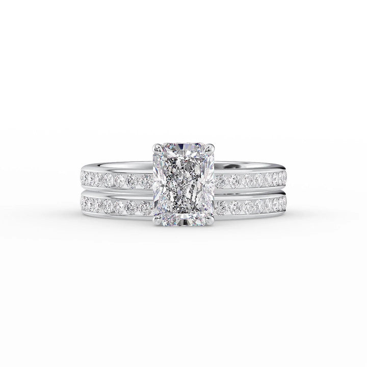 The Murphy Set With Radiant Side Stone Lab Diamond 2 Carat 18K White#material_18k-white