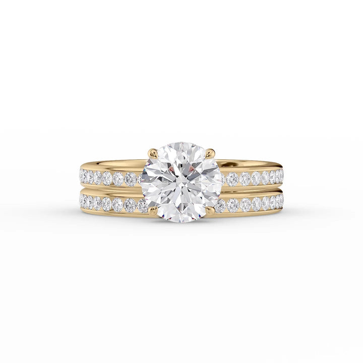 The Murphy Set With Round Side Stone Lab Diamond 2 Carat 14K Gold#material_14k-gold