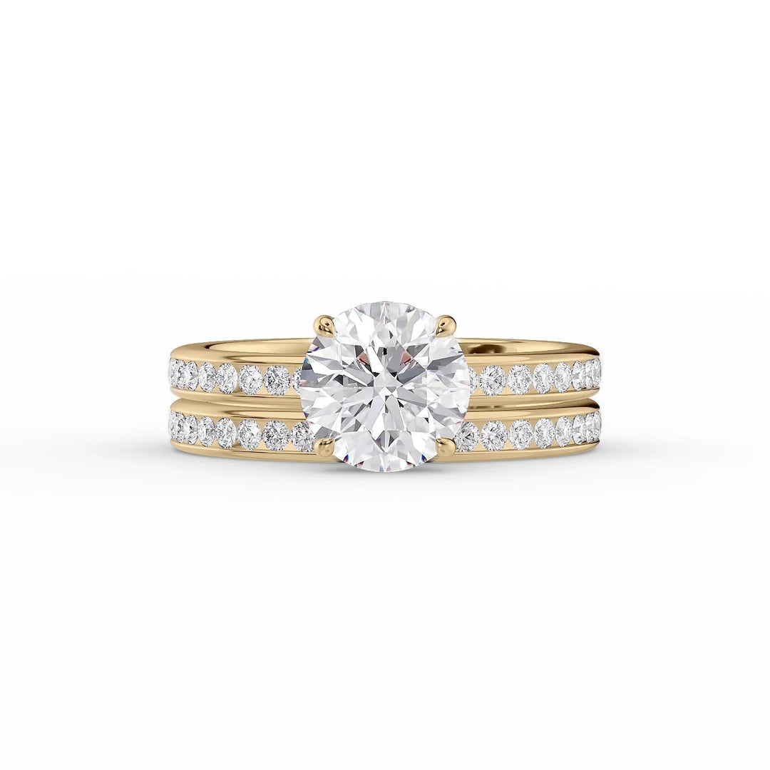 The Murphy Set With Round Side Stone Moissanite#material_14k-gold