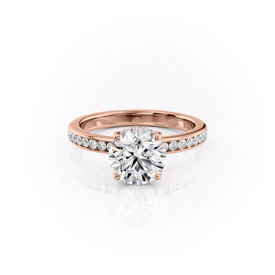 The Murphy Set With Round Side Stone Lab Diamond 1 Carat 14K Rose#material_14k-rose