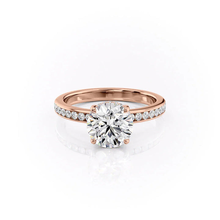 The Murphy Set With Round Side Stone Lab Diamond 1 Carat 14K Rose#material_14k-rose