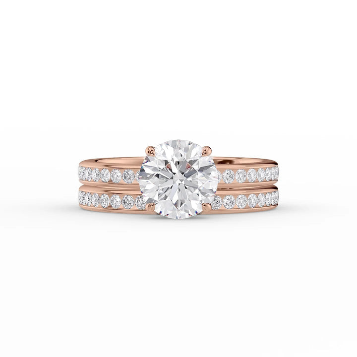 The Murphy Set With Round Side Stone Lab Diamond 2 Carat 14K Rose#material_14k-rose