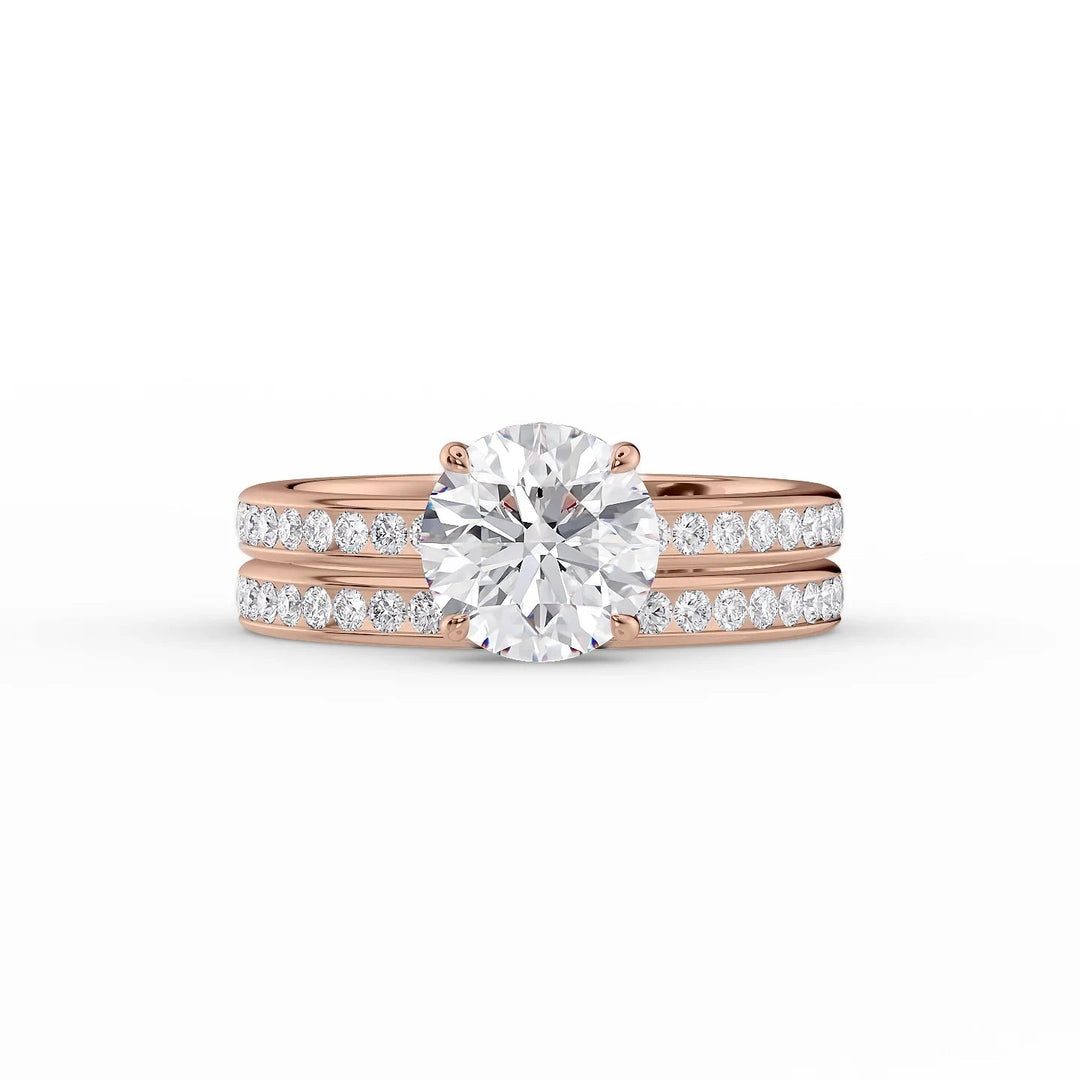 The Murphy Set With Round Side Stone Moissanite#material_14k-rose