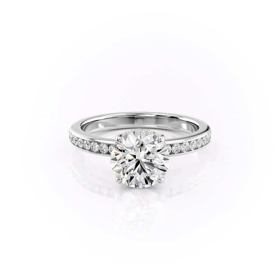 The Murphy Set With Round Side Stone Lab Diamond 1 Carat 14K White#material_14k-white