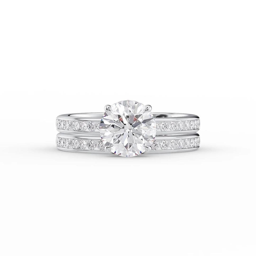 The Murphy Set With Round Side Stone Lab Diamond 2 Carat 14K White#material_14k-white